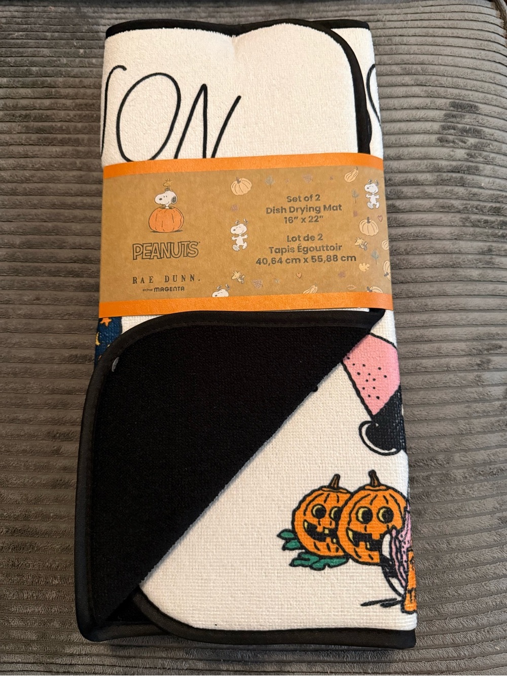 Rae Dunn x Peanuts Dish Drying Mats- Set of 2- SPOOKY SEASON- 16” x 22” NWT - Picture 4 of 6